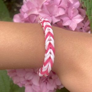 Pink and White Rubber Band Bracelet 💕